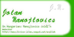 jolan manojlovics business card